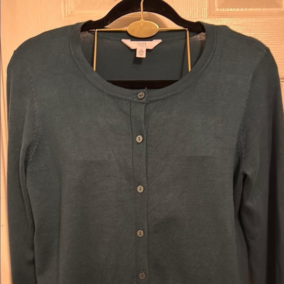 Time and Tru Blue Cardigan Sweater Classic Style Knit #368 - Picture 2 of 5
